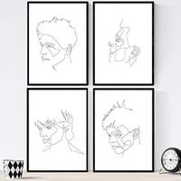 POSTER Set mit 4 Gesichter Man 3 nordico Gesichter A3 Schwarzer Rahmen - Schwarz, Papier (29.7/3cm) - Nacnic