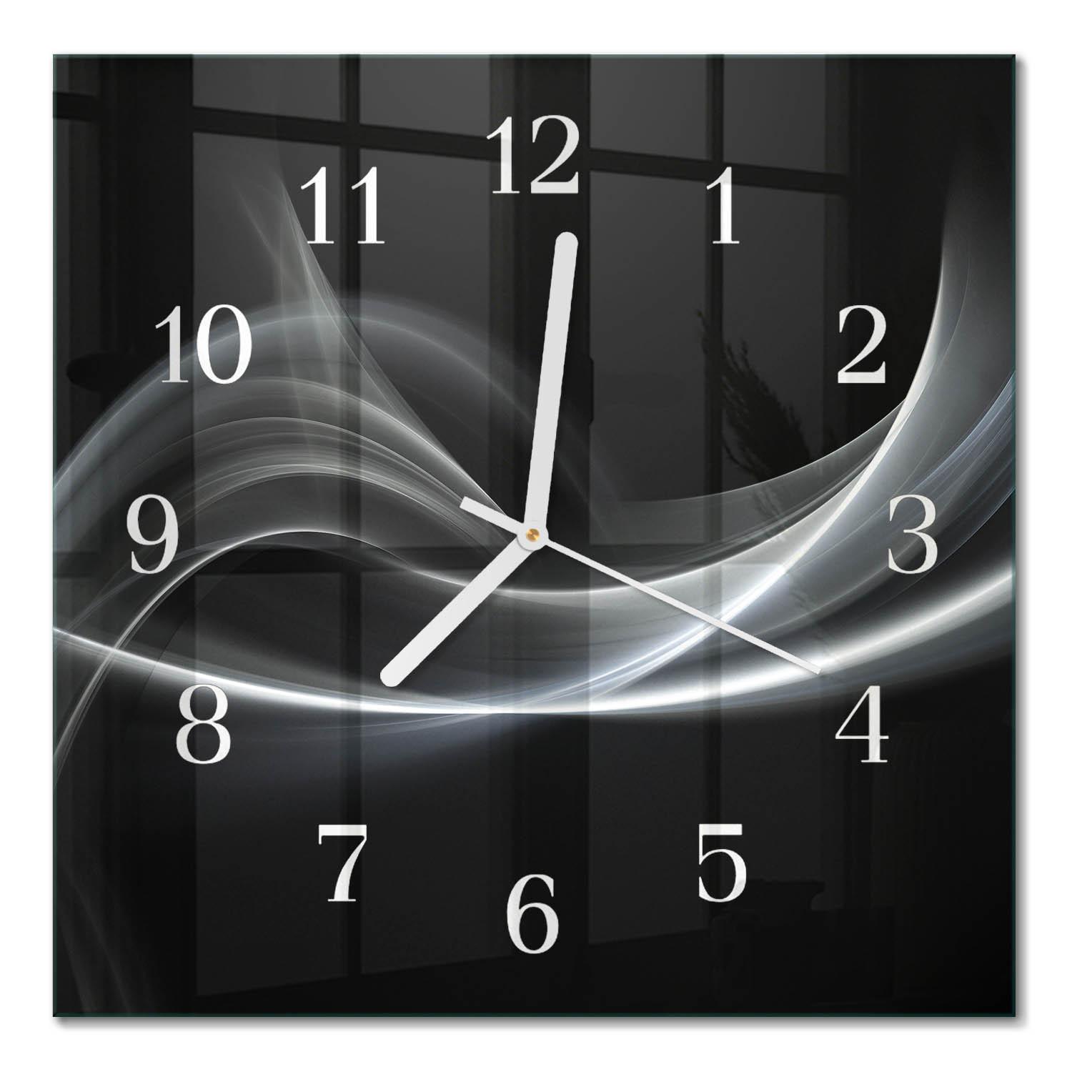 WANDUHR aus Glas 30x30 cm - Abstrakte Linien - Schwarz, Glas (30/30/0.4cm) - TULUP