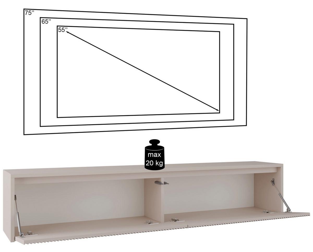 TV-LOWBOARD Vemmi Kaschmirgrau, 180 cm - Taupe, Holzwerkstoff (180/35.5/31.8cm) - Selsey