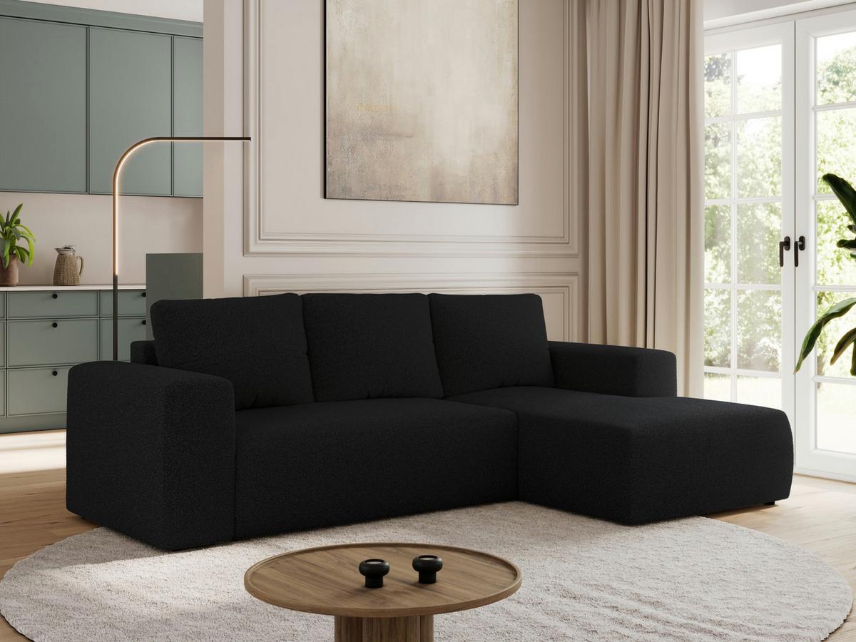 ECKSOFA TRENTINO L Schwarz Boucle - Rechts - Schwarz, Kunststoff/Textil (164/266cm) - MKS