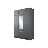 DREHTÜRENSCHRANK Bali D3 mit Schrankaufsatz - Silberfarben/Graphitfarben, Holzwerkstoff/Kunststoff (58/245/147cm) - MIRJAN24