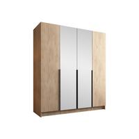 KLEIDERSCHRANK Santi II - Eichefarben/Schwarz, Holzwerkstoff/Metall (200/215/58cm) - MIRJAN24