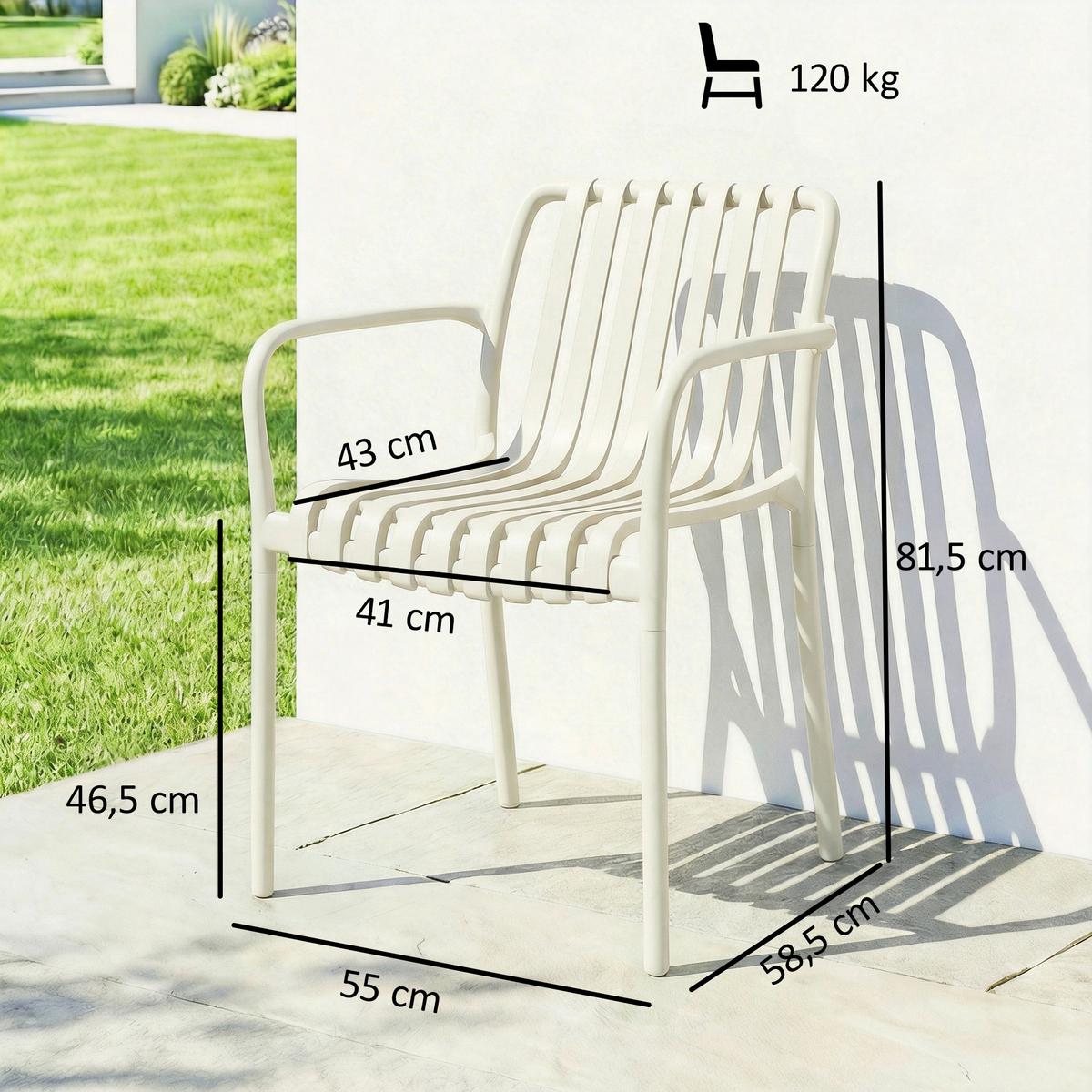 GARTENSTÜHLE 4er Set Kunststoff Cremeweiß - Creme, Kunststoff (55/81.5/58.5cm) - Outsunny