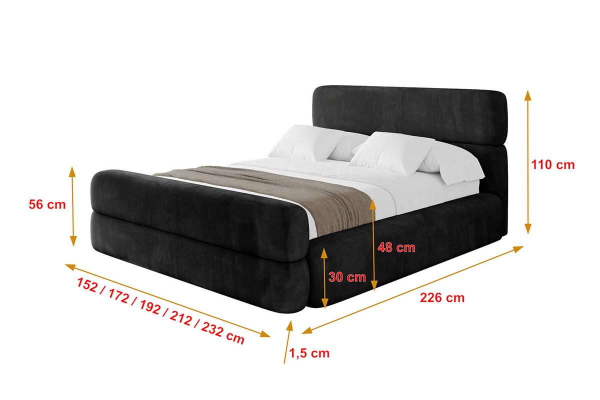 POLSTERBETT mit Bettkasten, Fußteil und Lattenrost, Boxbett ohne Matratze - ENORA-Z 180x200 Schwarz - Schwarz, Holzwerkstoff/Textil (180/200cm) - ALTDECOR