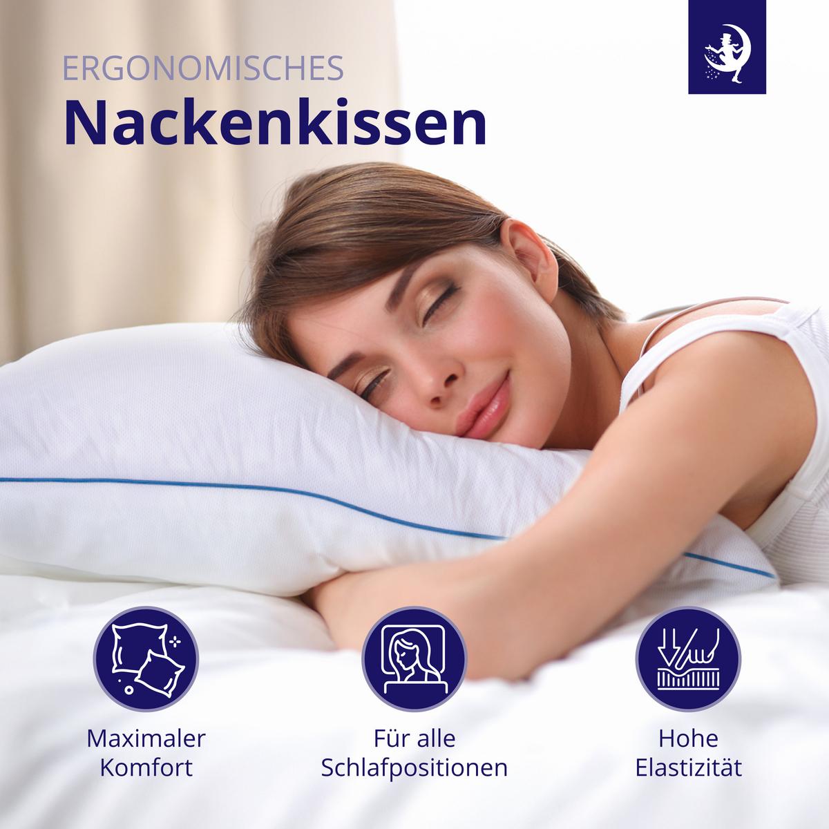 NACKENKISSEN Memory Foam 40x80 cm – ergonomisches Premium Kopfkissen mit kühlendem Bezug, formstabil & atmungsaktiv - Weiß, Textil (40/80cm) - Mister Sandman