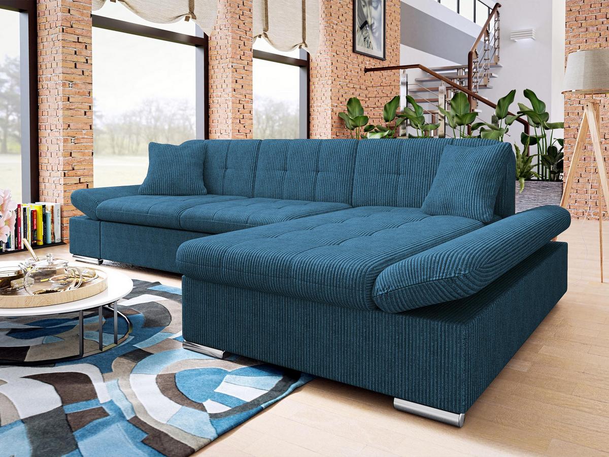 ECKSOFA Montana Cord, Seite: Rechts - Dunkelblau, Holz/Textil (278/161cm) - MIRJAN24