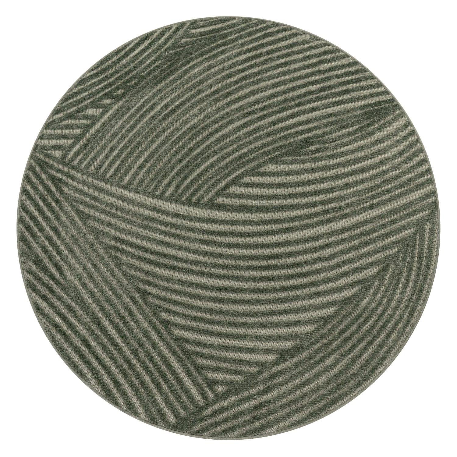 KURZFLORTEPPICH, mit Struktur, aus Polypropylen, Florhöhe 6 mm, Grün, Ø 160 cm - Grün, Textil (160/160cm) - KADIMA DESIGN