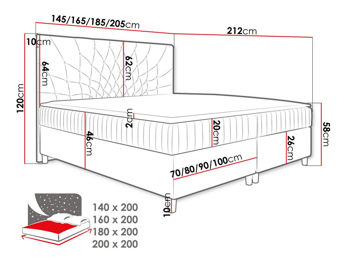 BOXBETT Prowansja - H3 - Türkis, Holz (160/200cm) - MIRJAN24