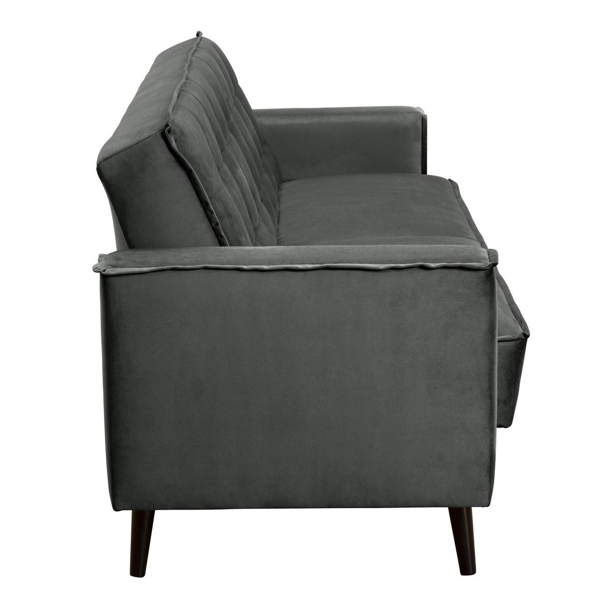 SOFA 3-Sitzer mit Bettfunktion Kaycee Samtvelours graphit - Graphitfarben, Kunststoff (78/84/240cm) - 58aufmkessel