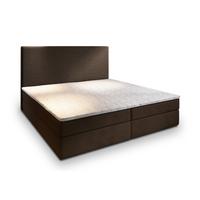 BOXBETT GIARRO 160x200 cm mit Matratze und Topper - Braun - Braun, Holz (160/200cm) - MASSENO
