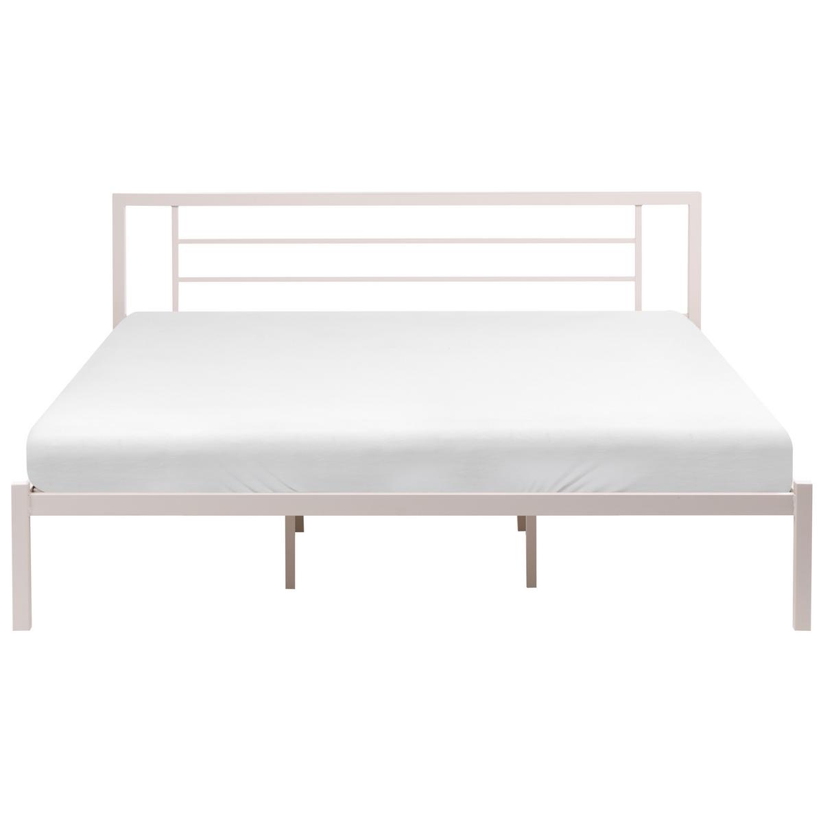 BETT mit Lattenrost 180/200 Stahl Hellbeige Cusset - Beige, Metall (180/200cm) - Beliani