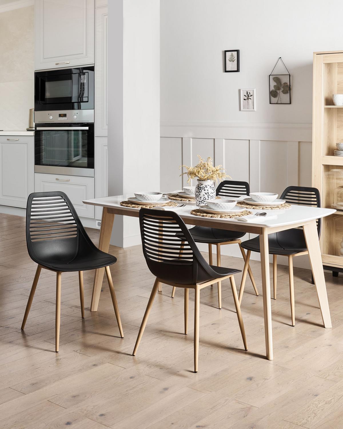 ESSZIMMERSTUHL 4er-Set Schwarz Montello - Schwarz/Braun, Kunststoff (46/84/54cm) - Beliani