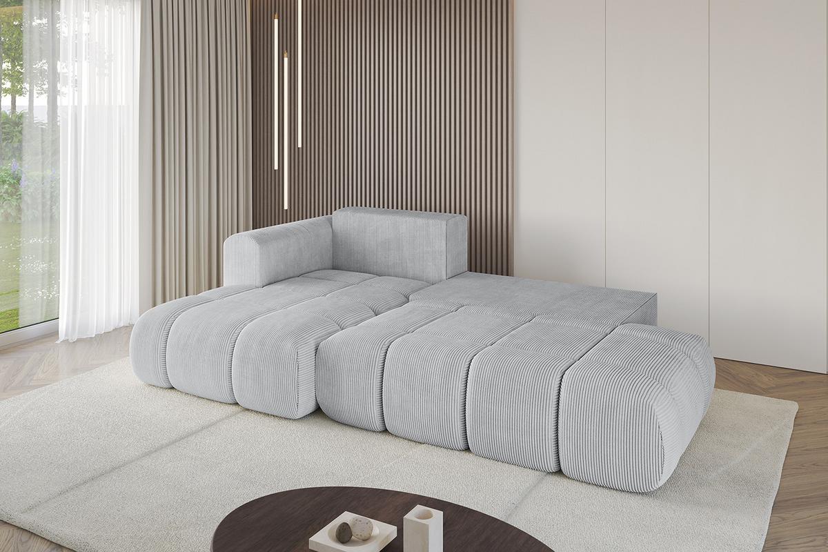 ECKSOFA Ottomane Links CLOUD-L 280x185x90 Grau Cord - Grau, Holzwerkstoff/Kunststoff (180/289cm) - ALTDECOR