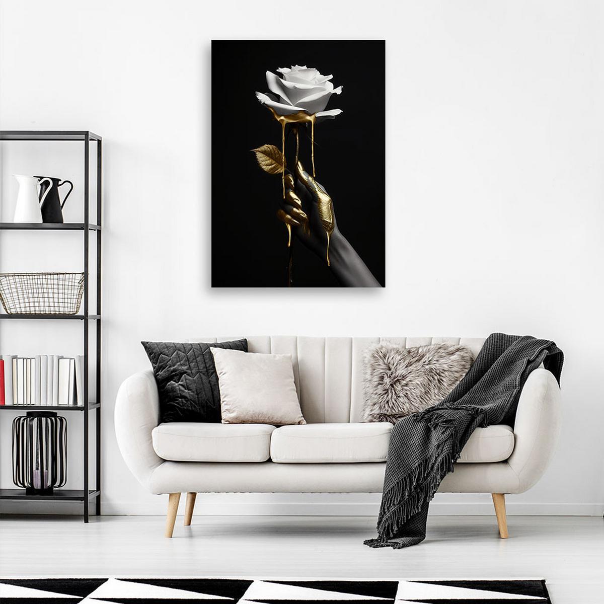 LEINWANDBILD Rose in Gold 80x120cm - Schwarz, Textil (80/120cm) - Feeby
