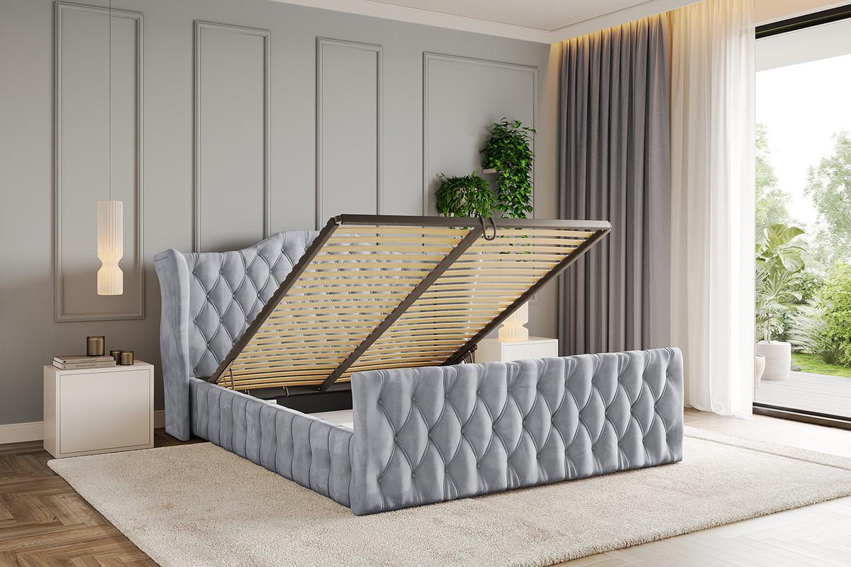 POLSTERBETT mit Bettkasten, Fußteil und Lattenrost, Boxbett ohne Matratze - MODY-Z 120x200 Hellgrau - Hellgrau, Holzwerkstoff/Textil (120/200cm) - ALTDECOR
