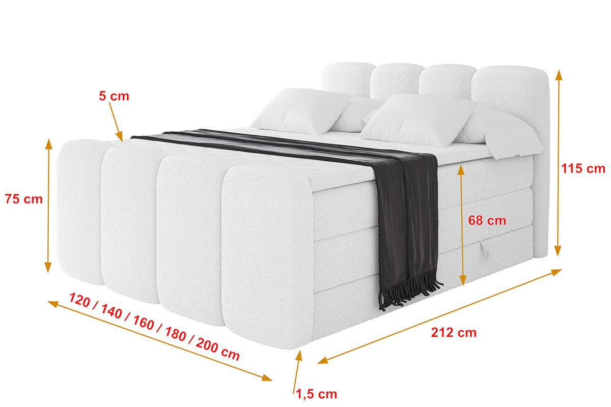 BOXBETT mit Matratze H3|H4 und Lattenrost - NINA-Z KING - 180x200 cm Quelle - Weiß - Weiß, Holzwerkstoff (180/200cm)