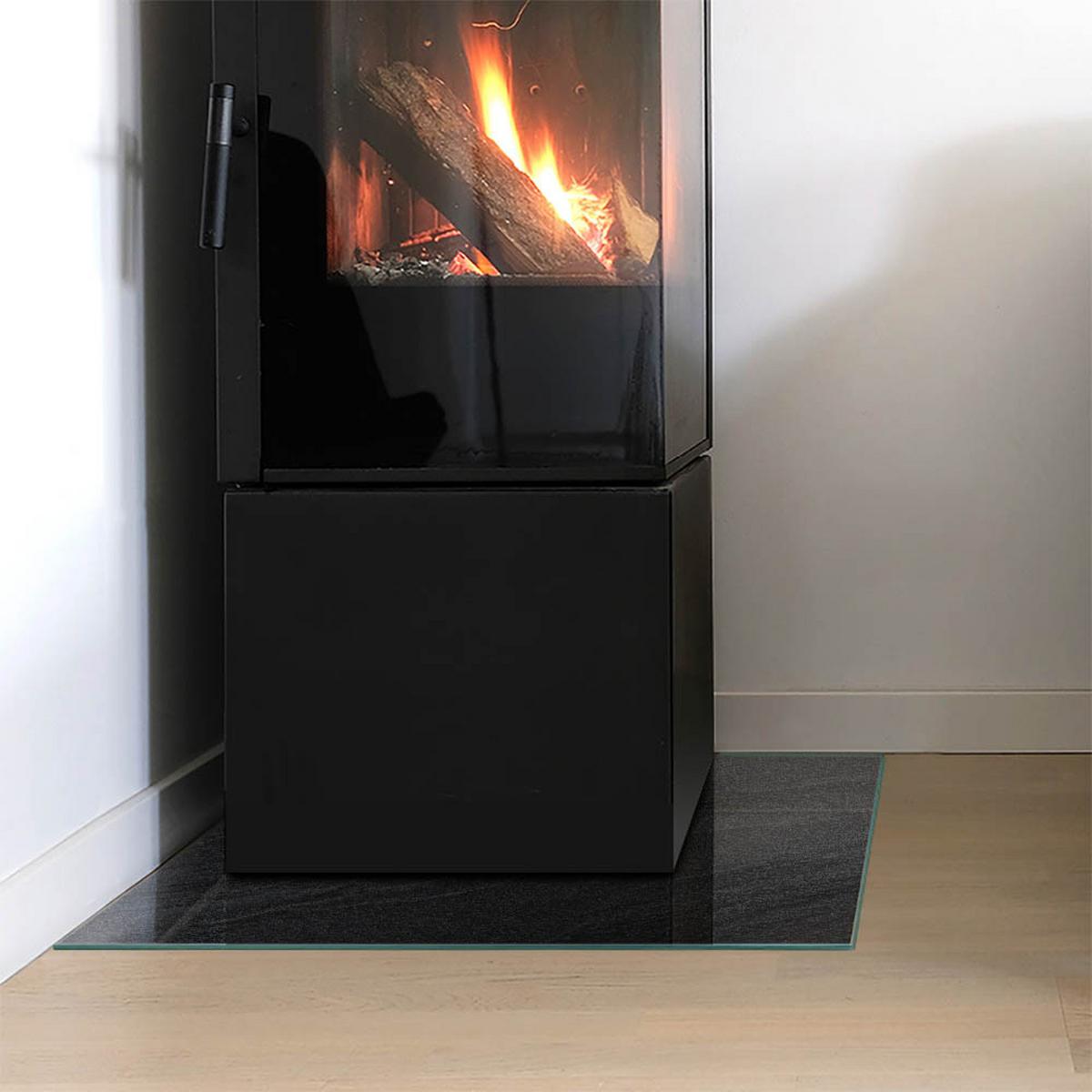 GLASPLATTE für Kamin 50x50 cm - Schwarz, Glas (50/50/0.4cm) - TULUP