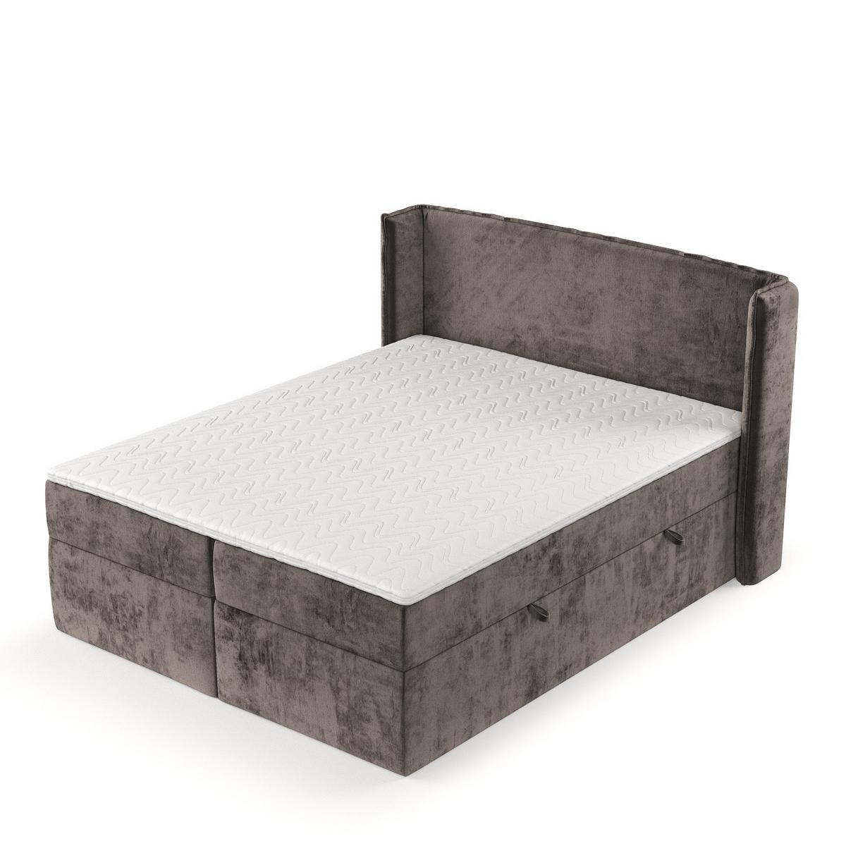 BOXBETT Viva 160/200 cm Braun im Lotta Stoff - Schwarz/Braun, Holz/Holzwerkstoff (160/200cm) - AltaBeds