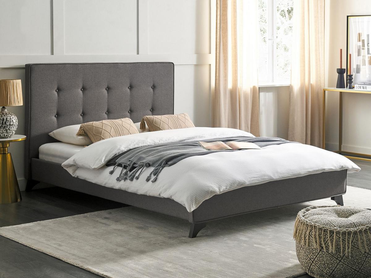 POLSTERBETT mit Lattenrost 140x200 cm Grau Ambassador - Grau, Textil (140/200cm) - Beliani