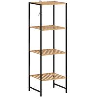 STANDREGAL mit 4 Ablagen aus Bambus und Stahl - Schwarz/Naturfarben, Metall (33/110/36.5cm) - HOMCOM