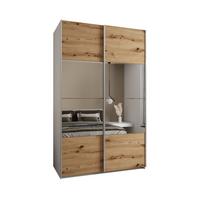 SCHWEBETÜRENSCHRANK 245,5/150/64 2-türig - Silberfarben/Eiche Artisan, Holz/Metall (150/245/64cm) - Abiks Möbel