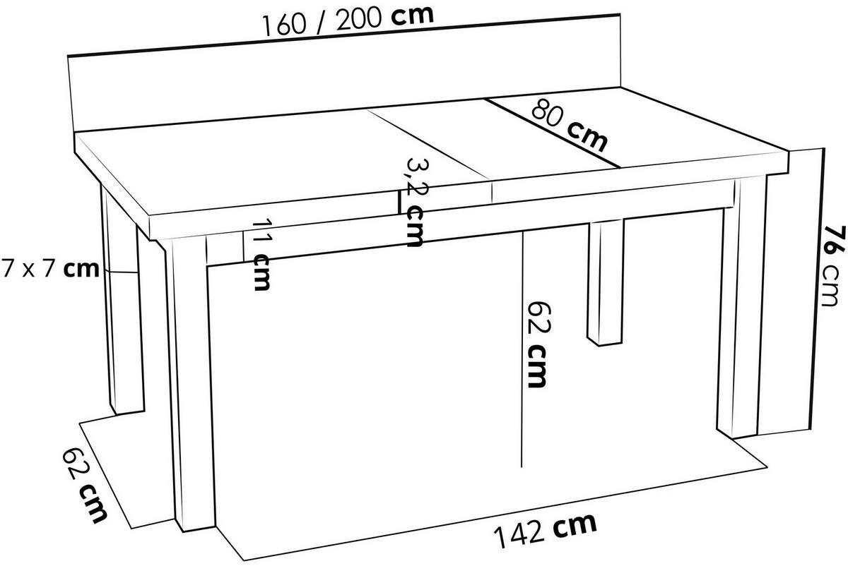 ESSTISCH Molly rechteckig ausziehbar, Grauer Beton 160-200/80/75 cm - Hellgrau/Weiß, Holz/Holzwerkstoff (80/200/75cm) - WFL GROUP