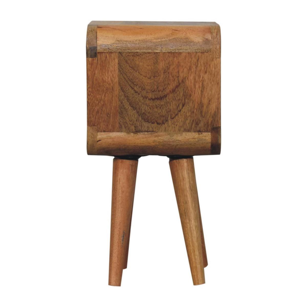 NACHTTISCH Massivholz Extra Mini Minimalistisch Gebogen Oak-ish, Offenes Fach, Hellbraun - Hellbraun, Mangoholz/Holz (20/40/20cm) - Artisan Furniture