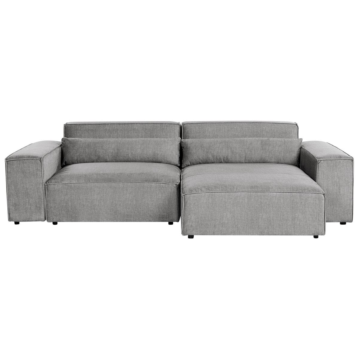 ECKSOFA Modul 3-Sitzer linksseitig Grau Stoff mit Ottomane Hellnar - Grau, Textil (262/176cm) - Beliani