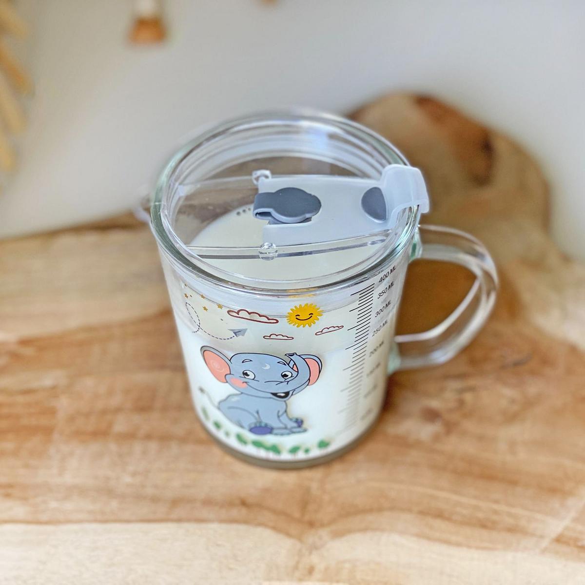 KINDER TRINKBECHER 400 ml - Grau, Glas (8.8/11.5/12.5cm) - Intirilife