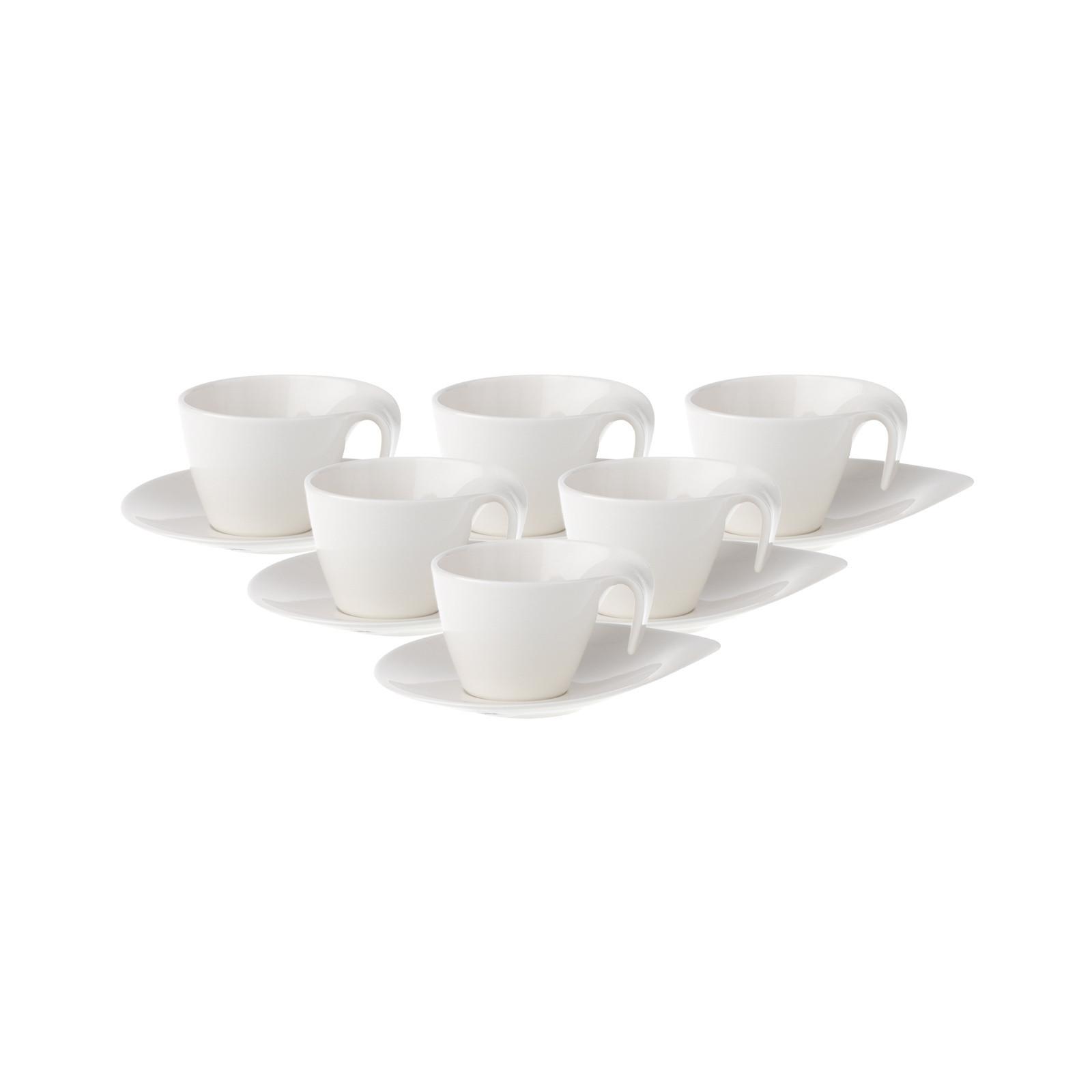 ESPRESSOTASSEN MIT UNTERTASSEN Flow weiß 100 ml 6er Set - Weiß, Keramik (11.2/8.4/13.1cm) - Villeroy & Boch