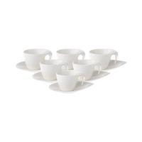 ESPRESSOTASSEN MIT UNTERTASSEN Flow weiß 100 ml 6er Set - Weiß, Keramik (11.2/8.4/13.1cm) - Villeroy & Boch