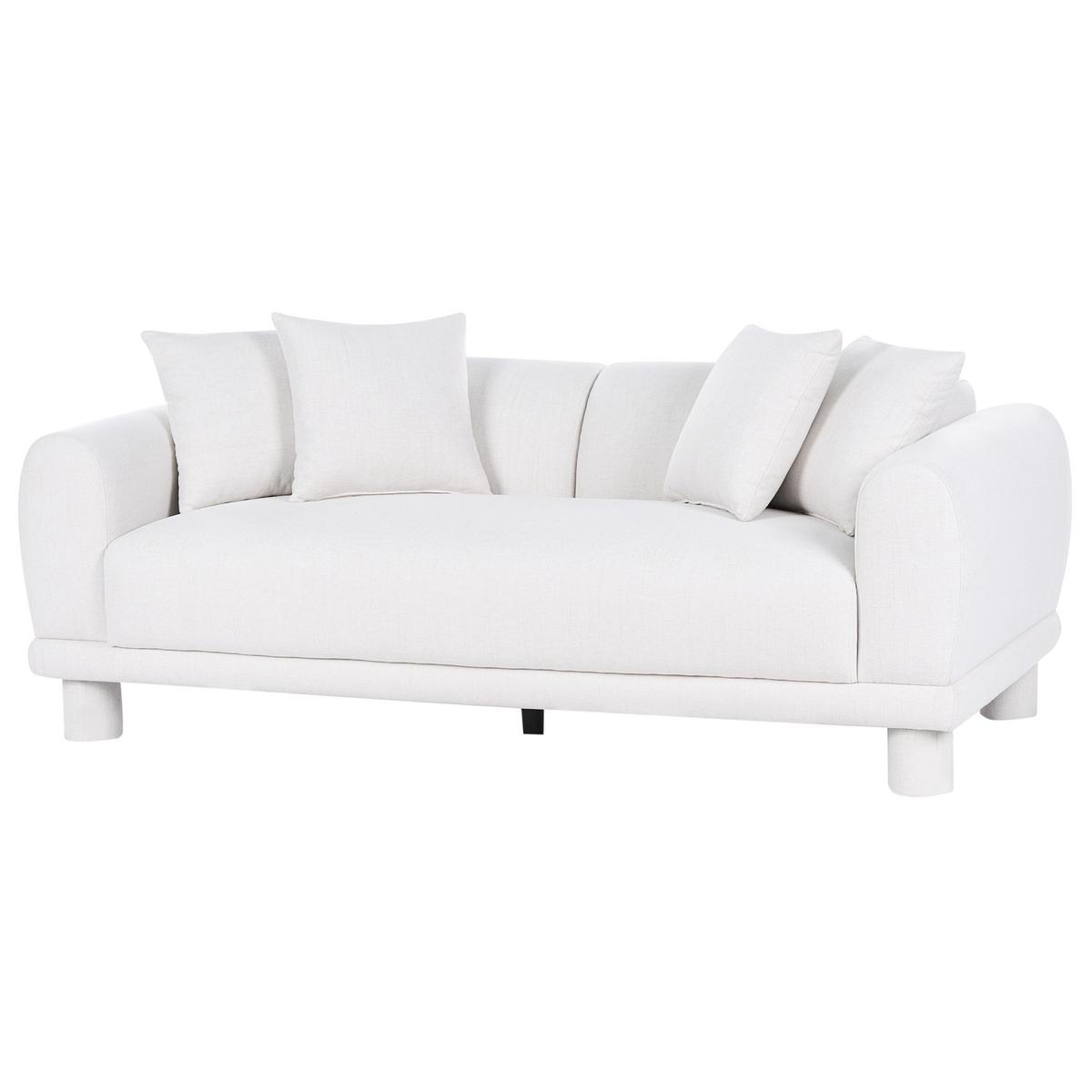 3-SITZER-SOFA Stoff Cremeweiß Pori - Creme, Textil (202/74/93cm) - Beliani