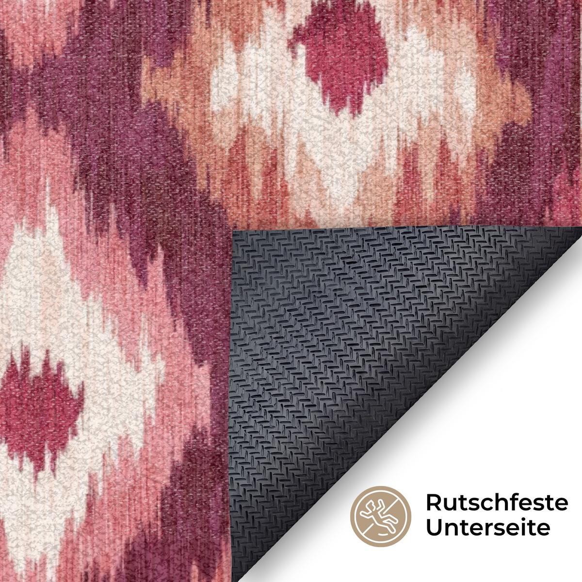 FUSSMATTE Diamantformen - Rosa - Muster - Textur Flurteppich 150x90 cm - Beere, Kunststoff (150/0.4cm) - MuchoWow