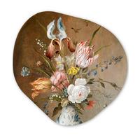 WANDBILD Stilleben mit Blumen - Balthasar van der Ast - Malerei Room Decor 90x90 cm - Sandfarben, Kunststoff (90/90cm) - MuchoWow