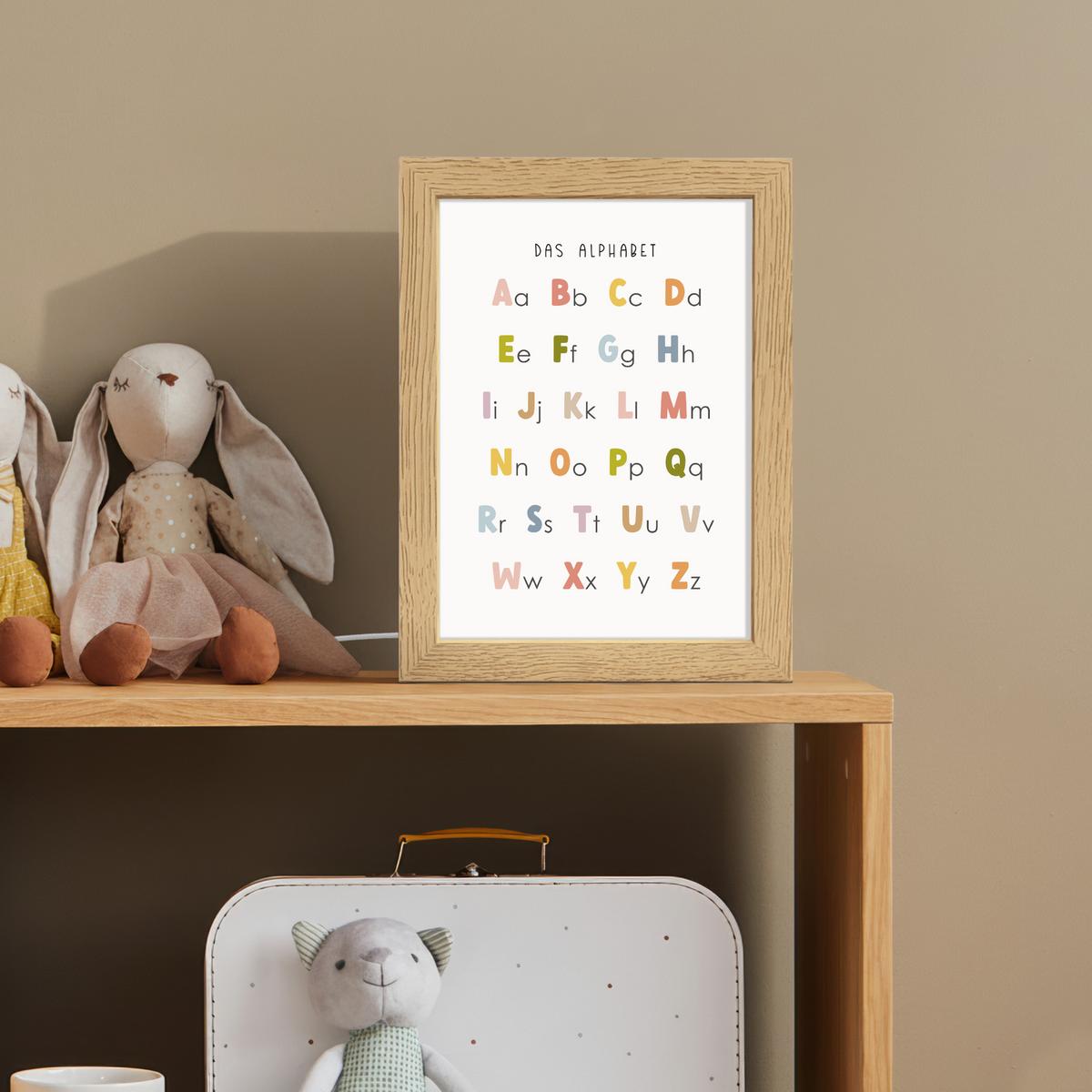 NACHTTISCHLAMPE Pädagogisch - Alphabet lernen - Farbenfroh - Weiß - Buchstaben 15x20 cm - Weiß, Holzwerkstoff (8/15/20cm) - OnlyWow