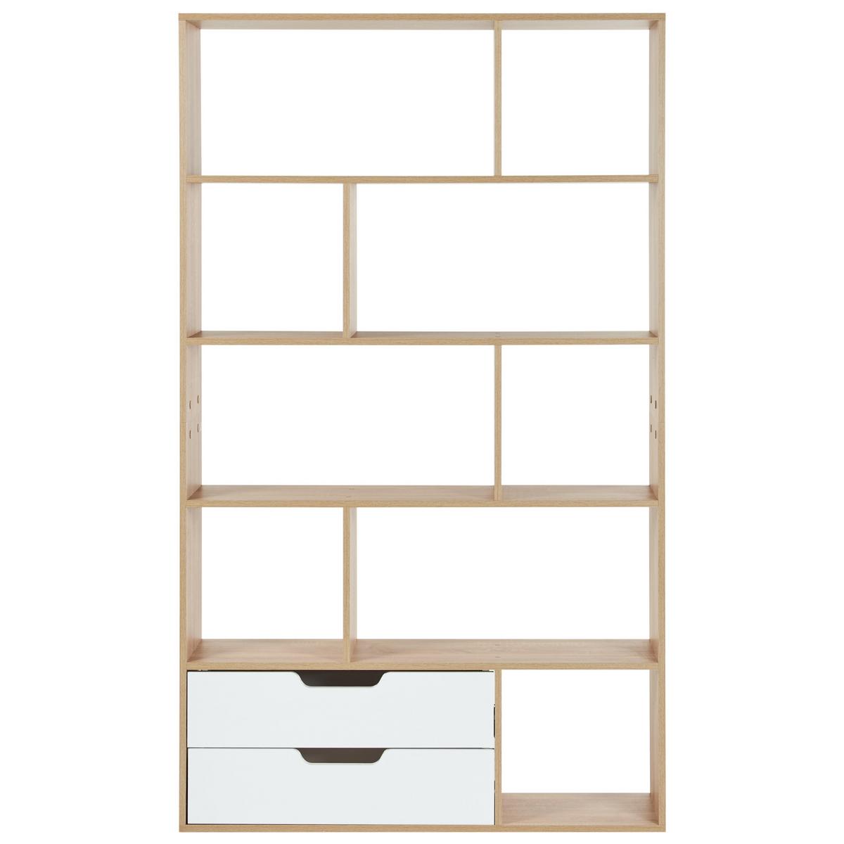 BÜCHERREGAL 185 cm Braun/Weiß Wadena - Braun, Holzwerkstoff (110/185/32cm) - Beliani