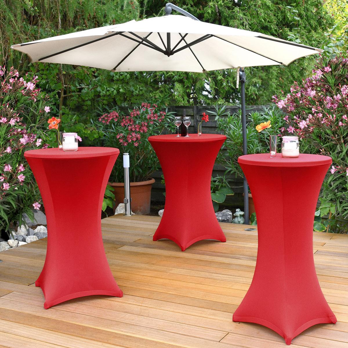 STEHTISCHHUSSE Stella Ø 80cm Rot (2tlg) - Rot, Textil (80/120cm) - Beautissu 