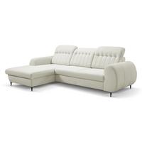 ECKSOFA PURO L-S Beige Plüsch-Stoff mit Schlaffunktion - Beige, Holz (275/166cm) - MASSENO