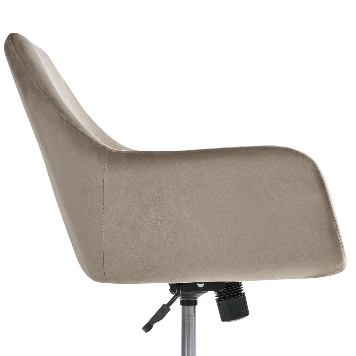 BÜROSTUHL Samtstoff Taupe Wellston - Taupe, Textil/Metall (55/80/55cm) - Beliani