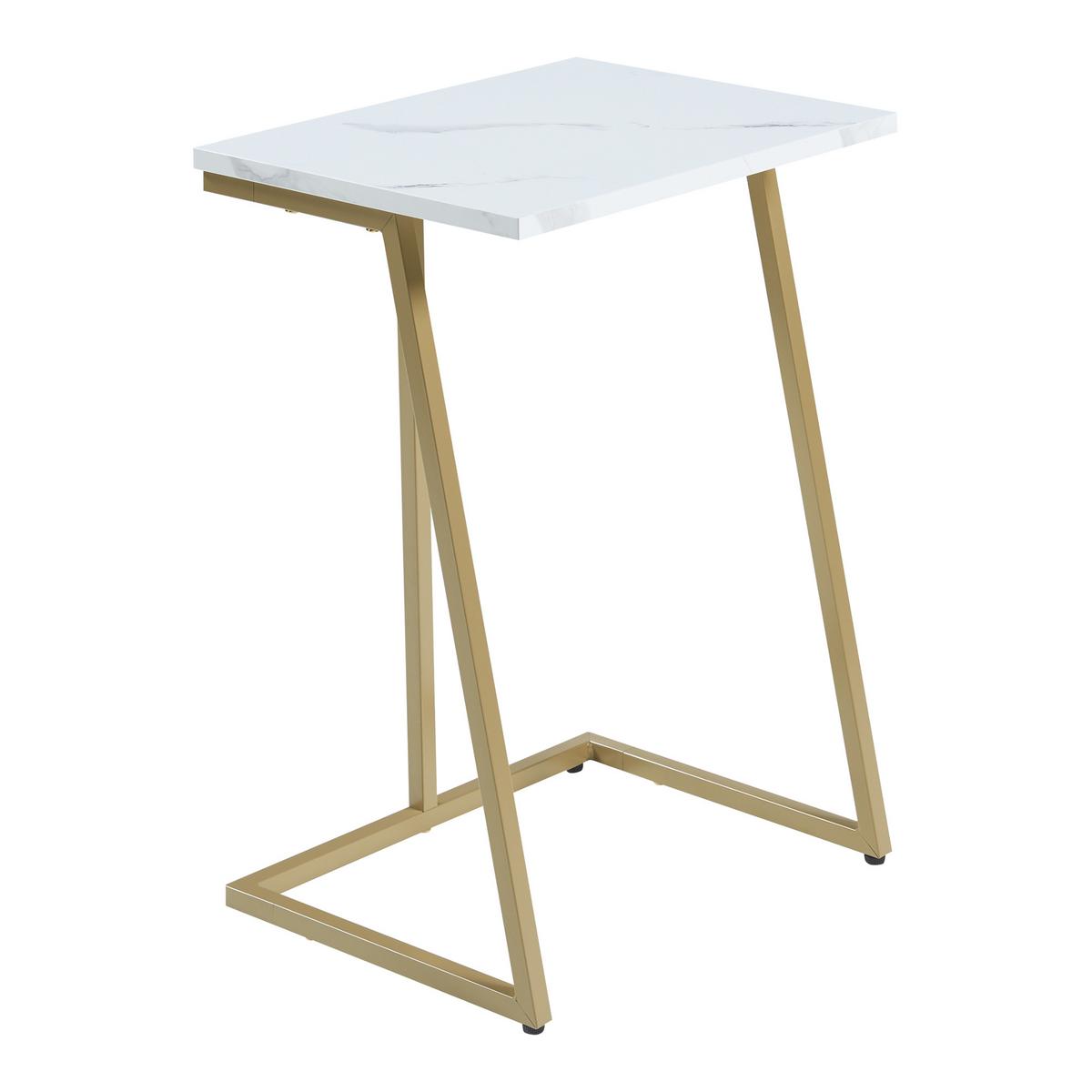 SATZTISCH-SET 2 TLG. Salem - Goldfarben/Weiß, Holzwerkstoff/Metall (40/30/56cm) - [en.casa]