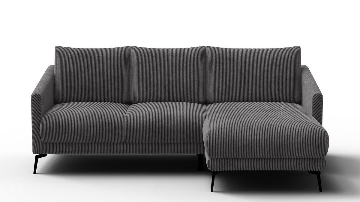 ECKSOFA VILT 3-Sitzer, dunkelgrau - Dunkelgrau/Schwarz, Holzwerkstoff/Textil (221/156cm) - Wozimo