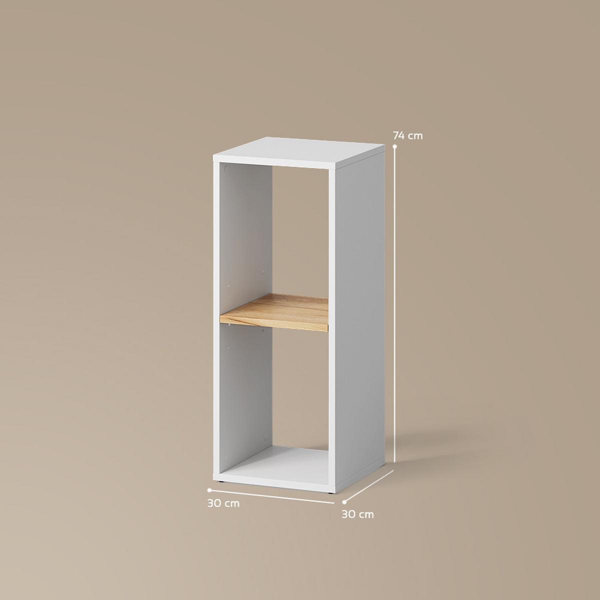 BÜCHERREGAL Lorena Weiß/Goldkraft Eiche mit 2 Fächern - Honigeiche/Weiß, Holzwerkstoff (30/74/30cm) - Livinity®