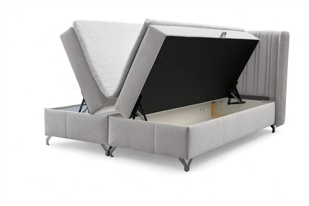 BOXBETT Damien - Hellgrau, Holzwerkstoff/Textil (140/200cm) - Fun Möbel