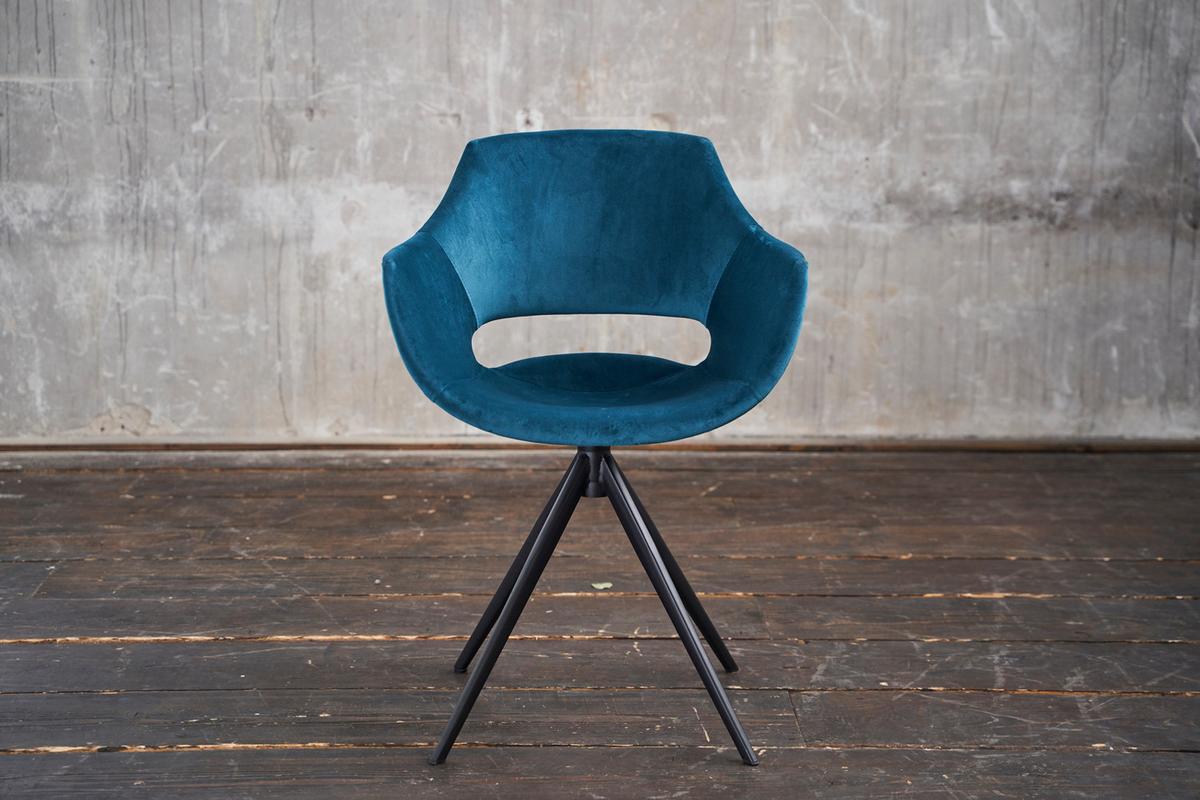 DREHSTUHL ZAJA Petrol Velvet Drehbar (360°) (1er-Set) - Blau/Petrol, Textil (57/85/59cm) - KAWOLA