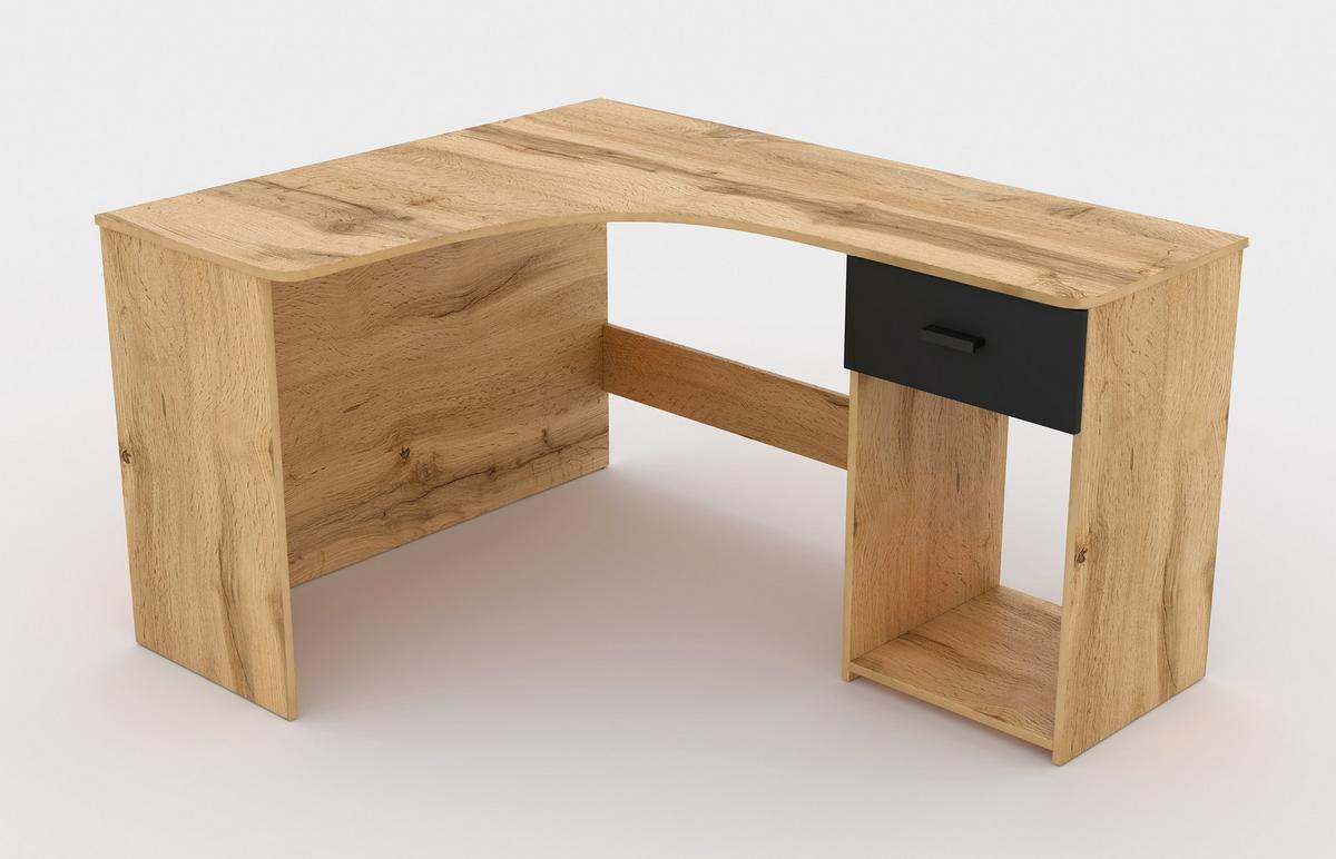 SCHREIBTISCH CANTONE 155x125x75 cm Bürotisch Computertisch, Eiche Wotan - Eiche Wotan, Holzwerkstoff (125/155/75cm) - MASSENO