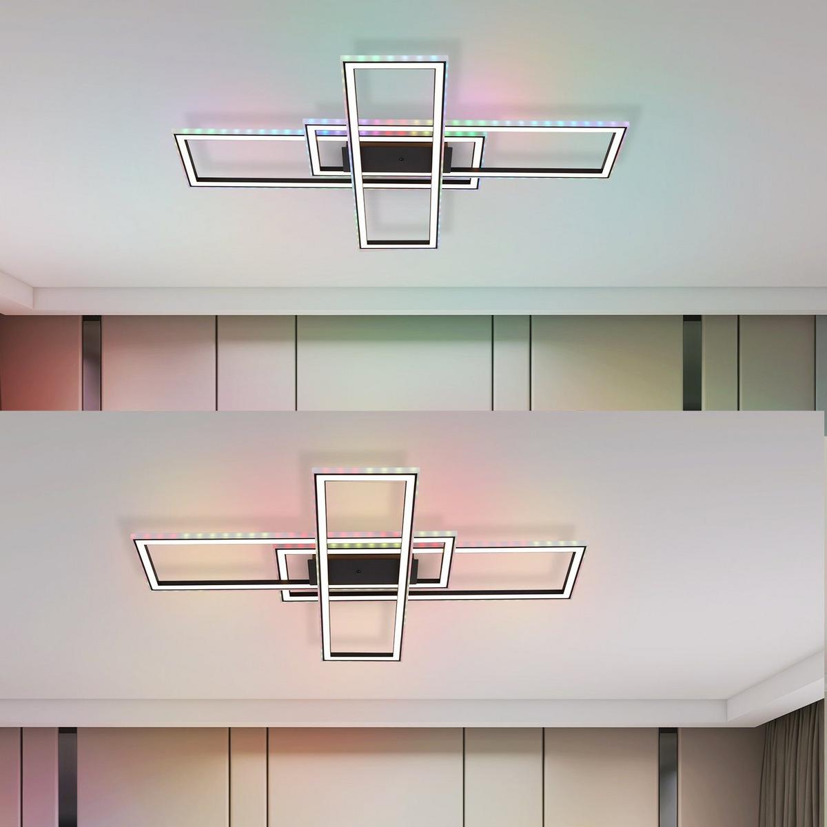 LED-DECKENLEUCHTE Luiz 71/101.2/7cm - Schwarz, Metall (101.2/71/7cm) - Nettlife