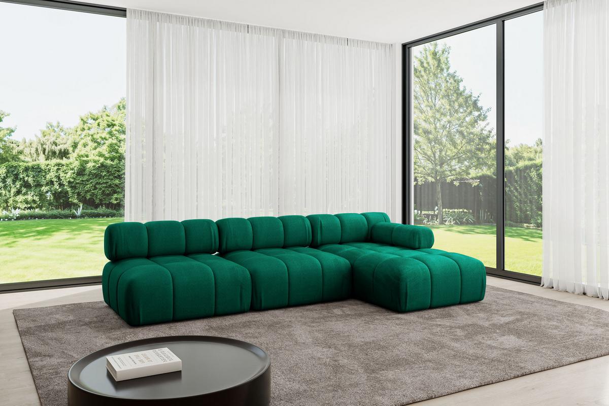 ECKSOFA modulares Sofa Razon-L2 - 285x160x70 cm Dunkelgrün Velours - Dunkelgrün, Holzwerkstoff/Textil (285/160cm) - ALTDECOR
