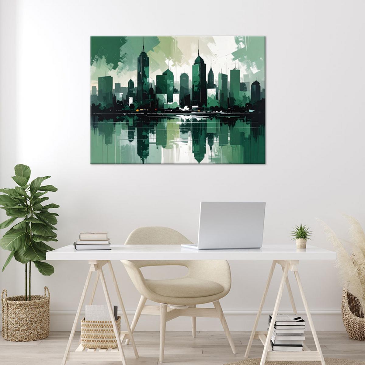 LEINWANDBILD Städte & Architektur 100x70cm - Grün, Textil (100/70cm) - Feeby