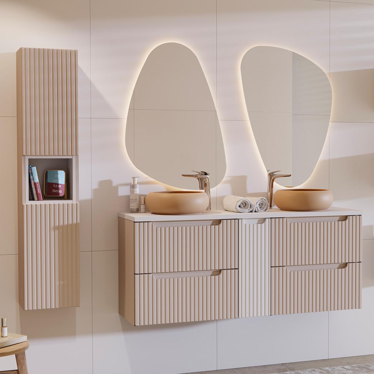 WASCHTISCHUNTERSCHRANK 140.4cm Riva Kaschmir - Beige/Weiß, Holzwerkstoff (140.4/59/40cm) - Petits-meubles