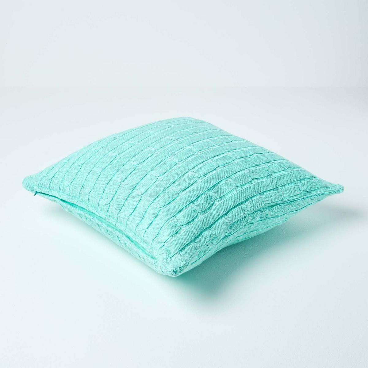 KISSENHÜLLE Zopfmuster 45/45 cm - Mintgrün, Textil (45/45cm) - Homescapes